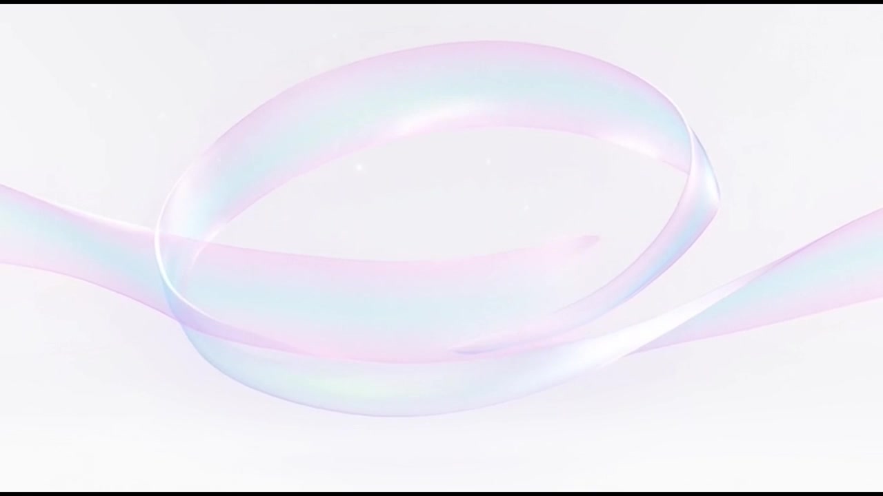 Abstract Motion of Iridescent Ribbon on White Background