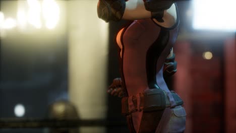 futuro concepto de mujer cyberpunk con luces de neón de la ciudad