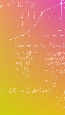 animation of hand written mathematical formulae over yellow background