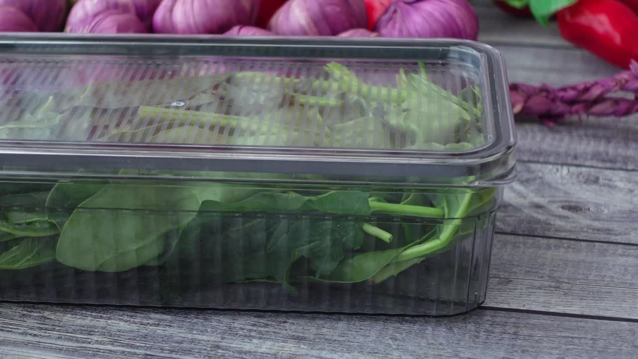 Spinach in a container