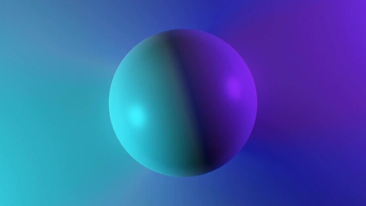 Beautiful Abstract Sphere on Surface in Multicolored Lights Looped 3d Animation. Color Globe Seamless Background