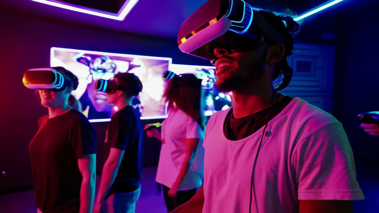 Group enjoying virtual reality experience