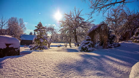 rolling clouds over snowscape landscape during sunny day in winter