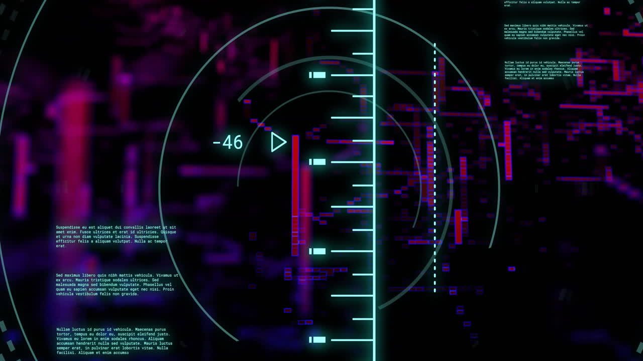 animación del procesamiento de datos digitales en ámbitos