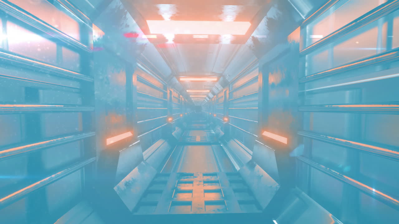 파란색 배경에 디지털 터널의 애니메이션