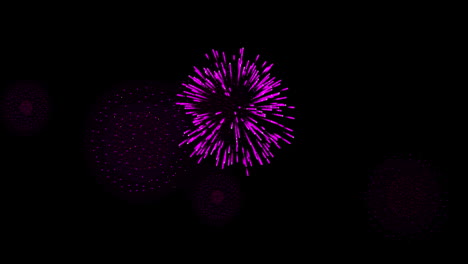 animation of moving shapes and fireworks over black background