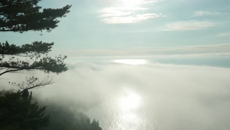 sunrise over lake superior, at bare bluff in the keweenaw peninsula.