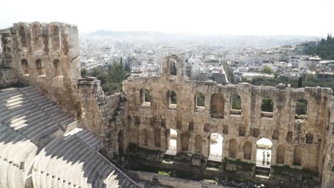 Plano-General-De-Un-Teatro-En-Atenas,-Grecia,-De-La-época-Griega