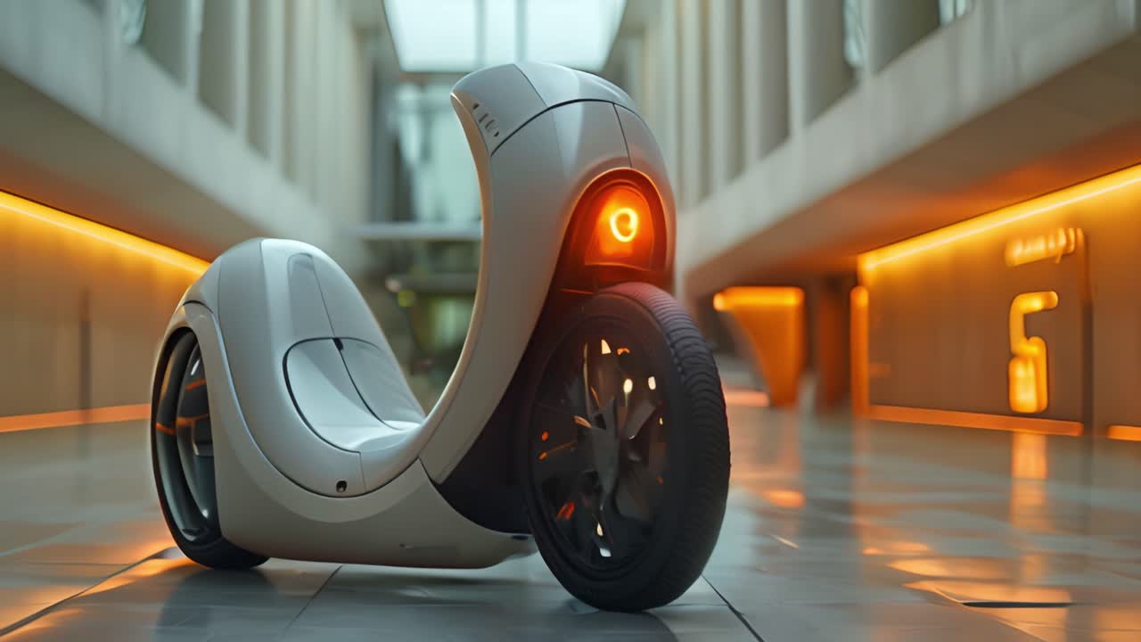 Futuristic Electric Scooter in a Modern Urban Setting