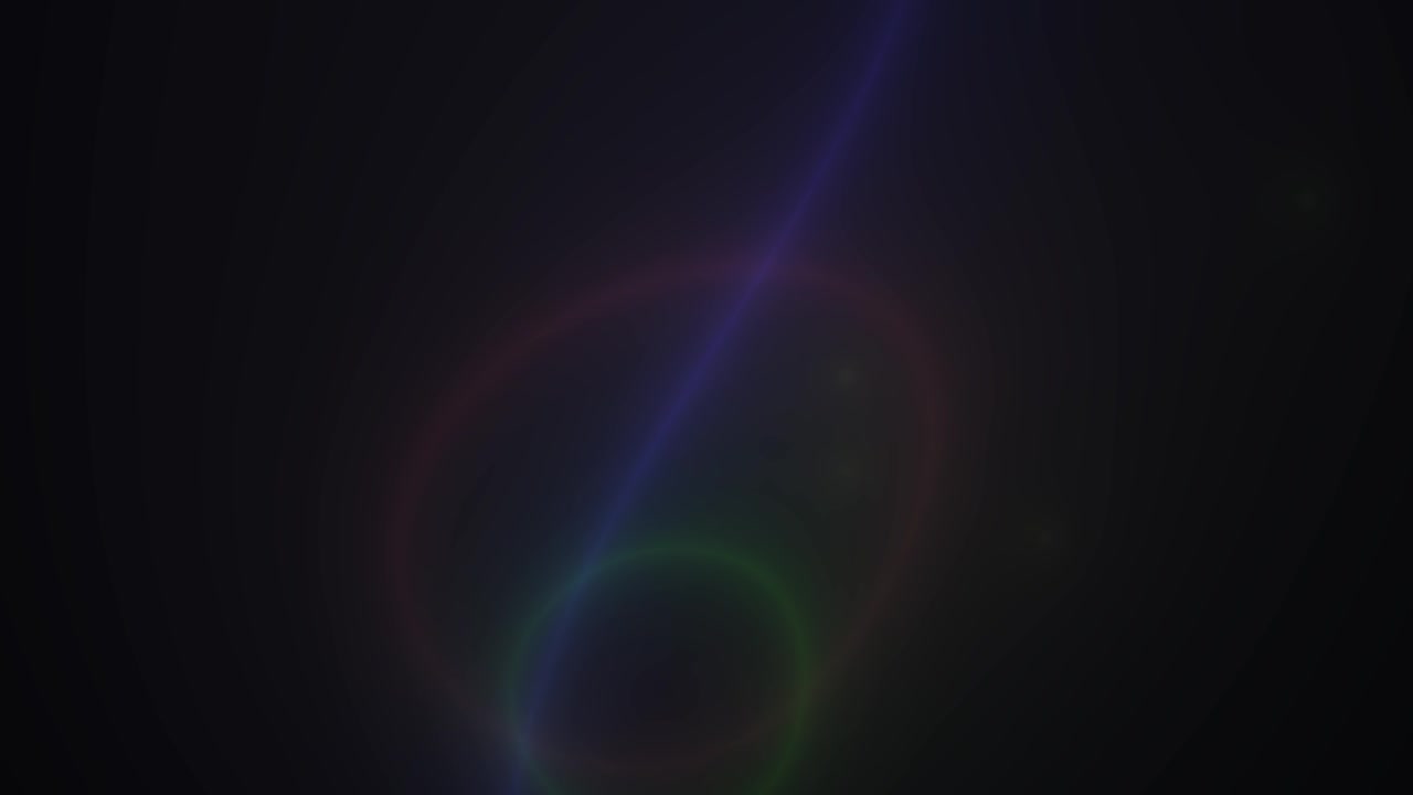 Effetto bagliore lente astratto con linea blu in movimento e anelli colorati su sfondo nero
