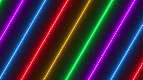 las líneas multicolores que brillan con la luz de neón se mueven horizontalmente
