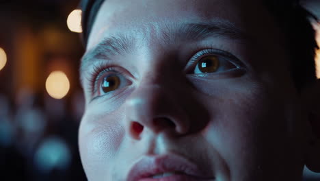 close-up of a person looking up