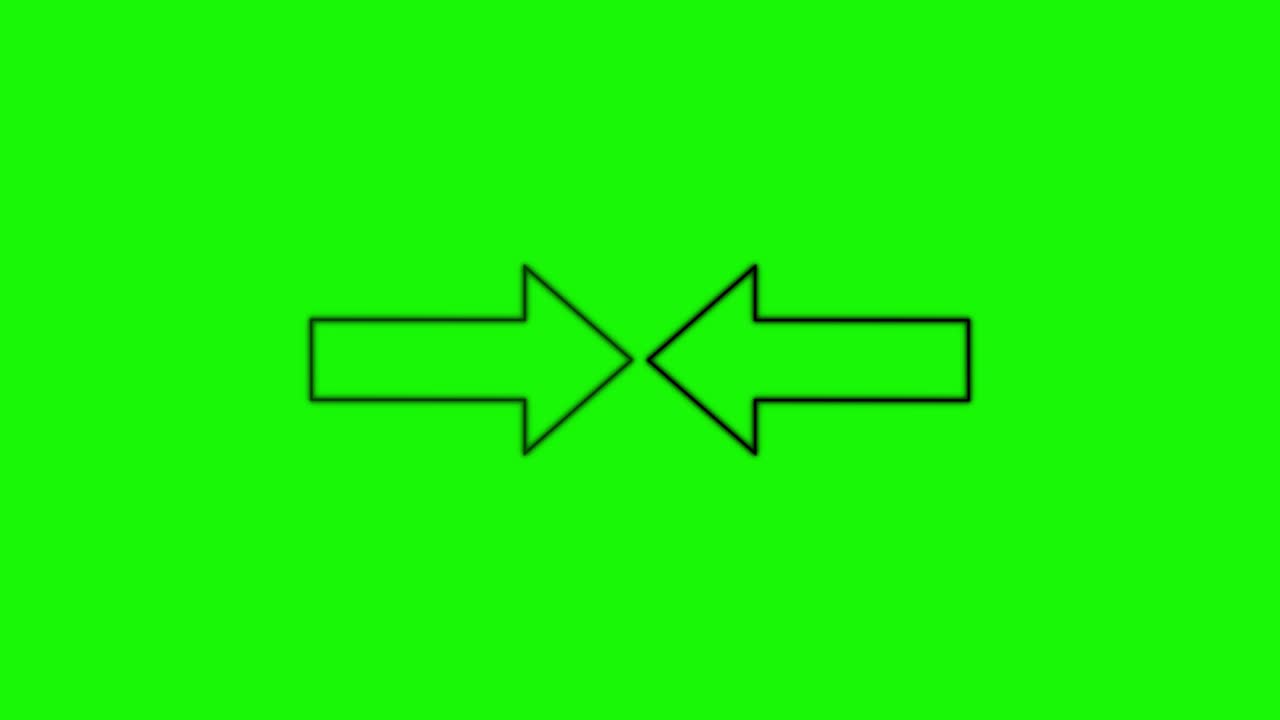 Black arrows converge centrally from opposite sides on a vivid green background with smooth transition