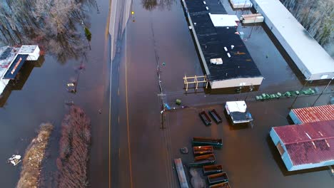 Überschwemmung,-Wasser,-Zerstörung,-Unter-Wasser-Zerstörte-Häuser,-Klimawandel,-Filmische-Drohne