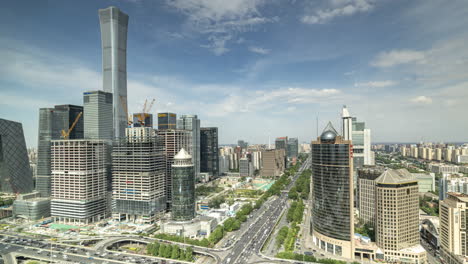 timelapse of the beijing city skyline from a high vantage point