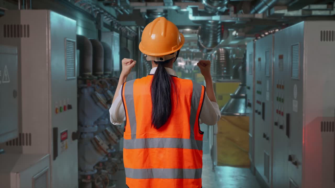 산업 환경에서 성공을 축하하는 엔지니어