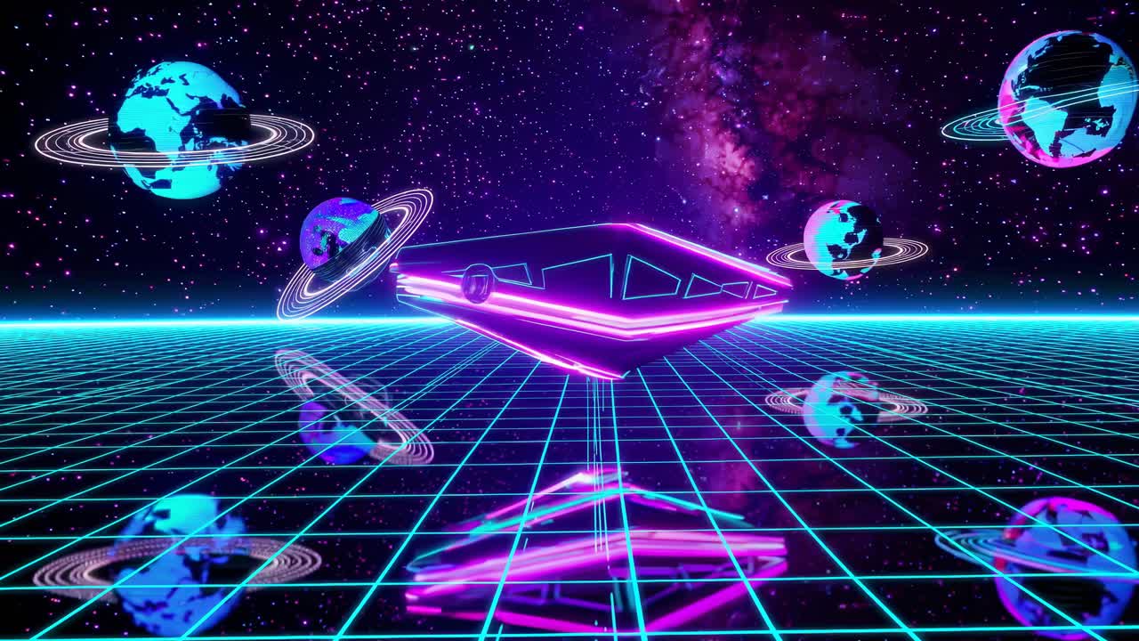 la cuadrícula espacial retro cyberpunk