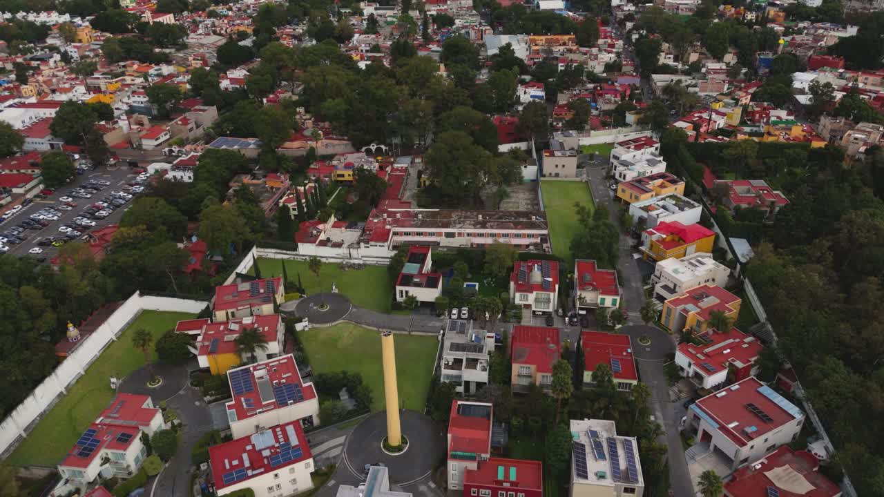 Drone filming of private housing area in Coyoacán district, Mexico City