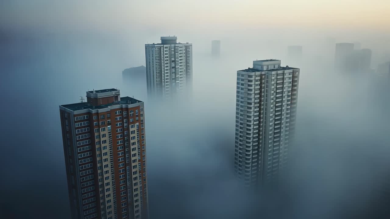 rascacielos en la niebla