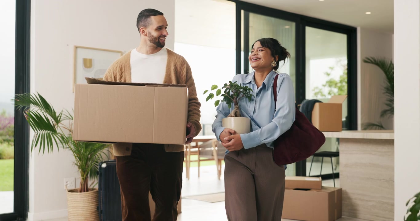 Happy Family Moving Into Their New Modern Home