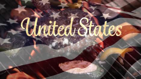 Text-Und-Flagge-Der-Vereinigten-Staaten-Mit-Grill