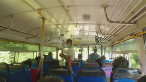 inside rural bus in sri lanka