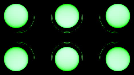 abstract pattern of green circles on black background