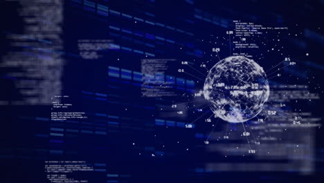 animación del procesamiento de datos financieros sobre un fondo azul