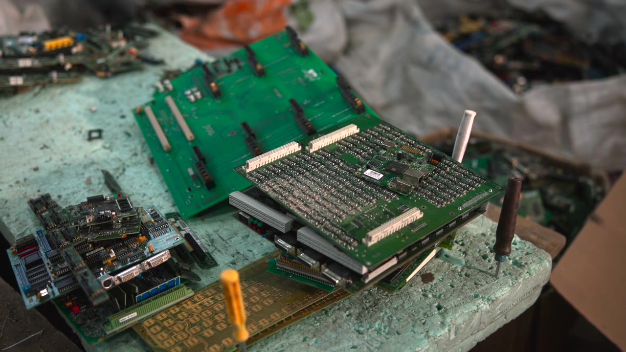 Closeup Assembly Fixture With Clamp And Guide Pins Holding Pcb In Place For Soldering Testing And Calibration