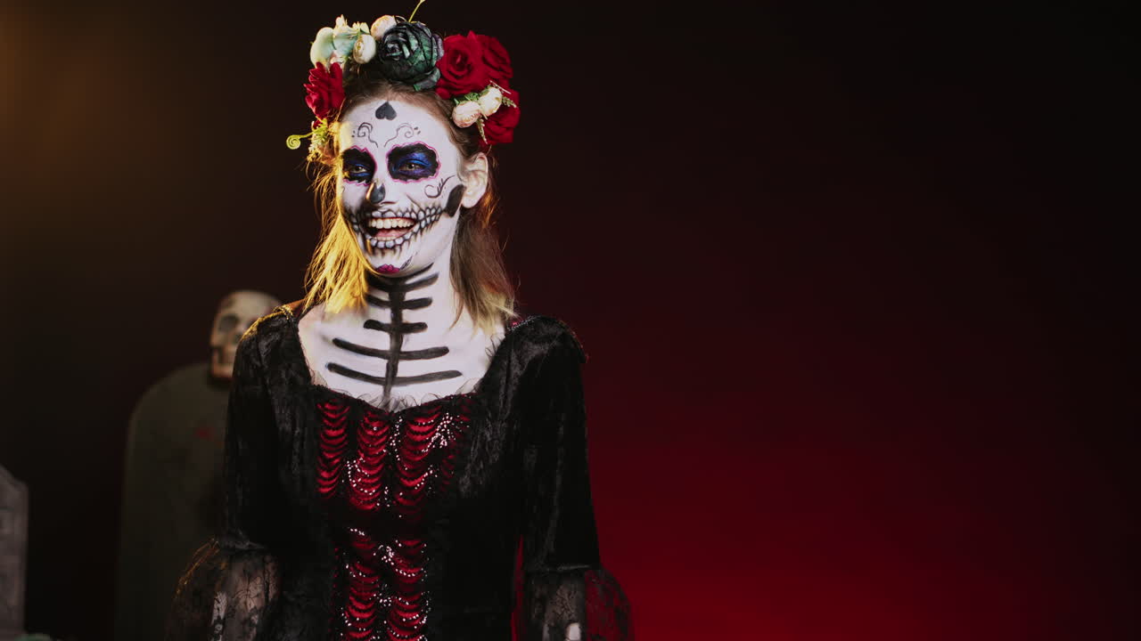 Portraits of a young woman with Halloween makeup