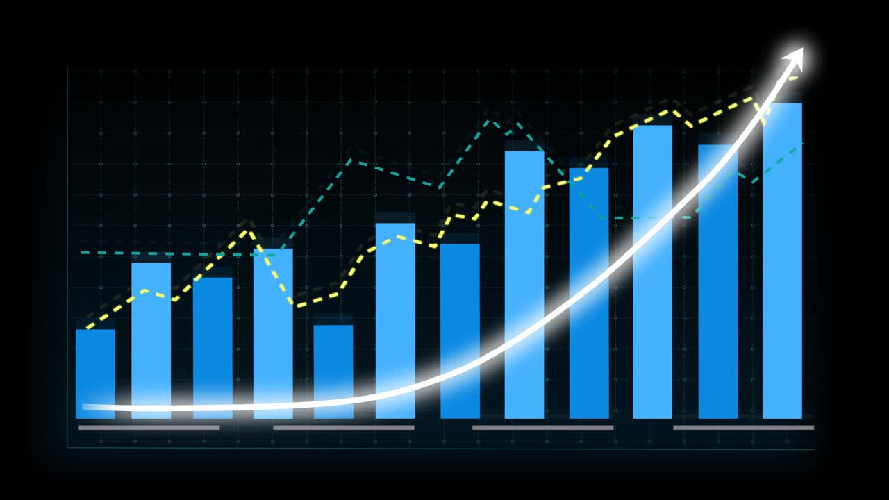 Business growth concept in allusive graph chart showing marketing sales profit