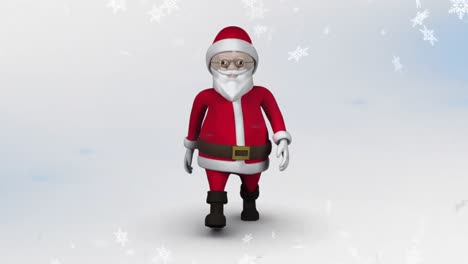Animation-of-snow-falling-over-santa-claus-walking