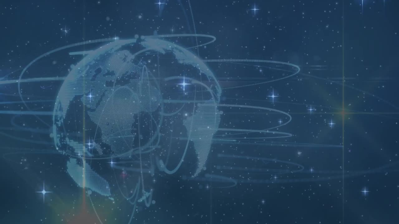 Animation of globe and data on navy background
