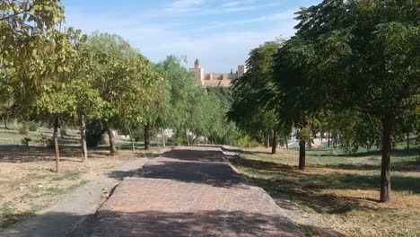 aerial views with drone over the monumental city of southern andalusia in antequera, málaga, views of its castle and monumental area of said world heritage city