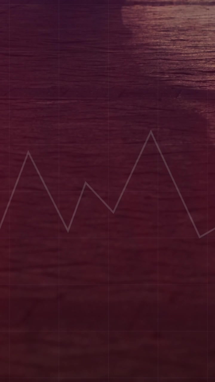 Animation of financial data processing and flag of china over people walking on street
