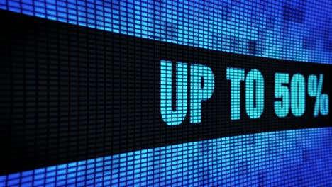 up to 50% off and 10% off promotional displays