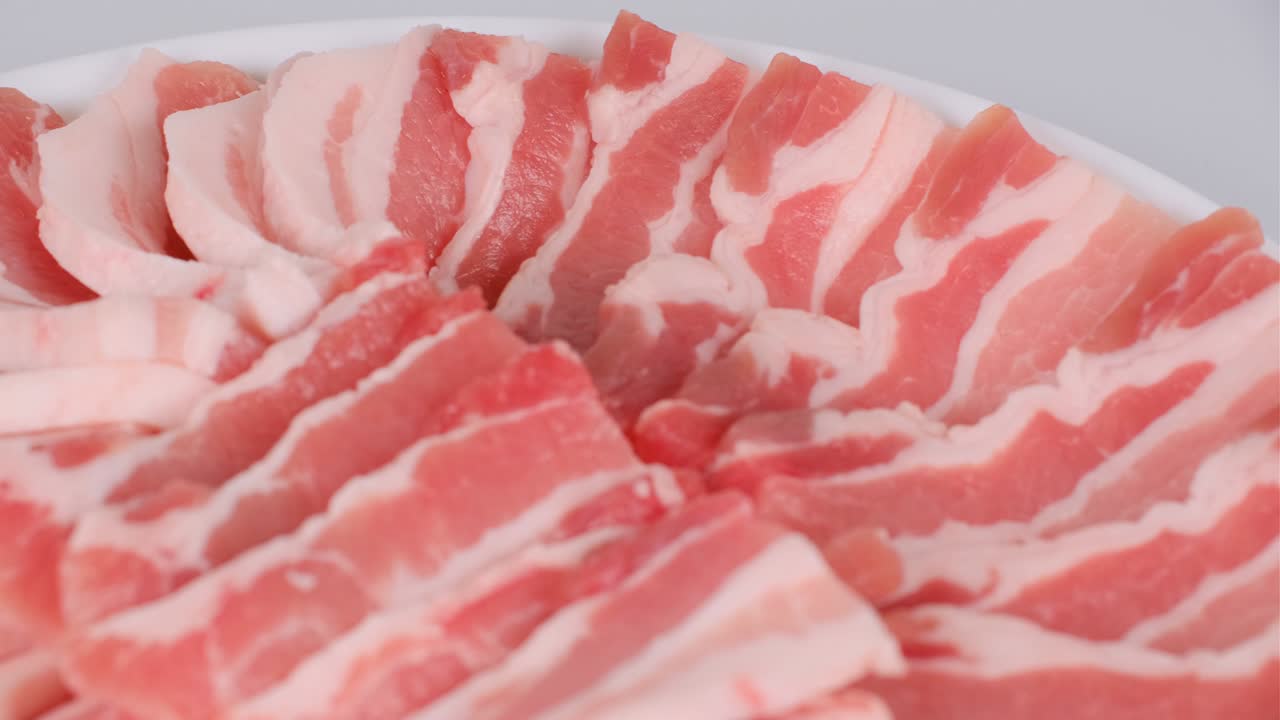 돼지고기 갈비 큰 접시 둥근, 비디오 클립