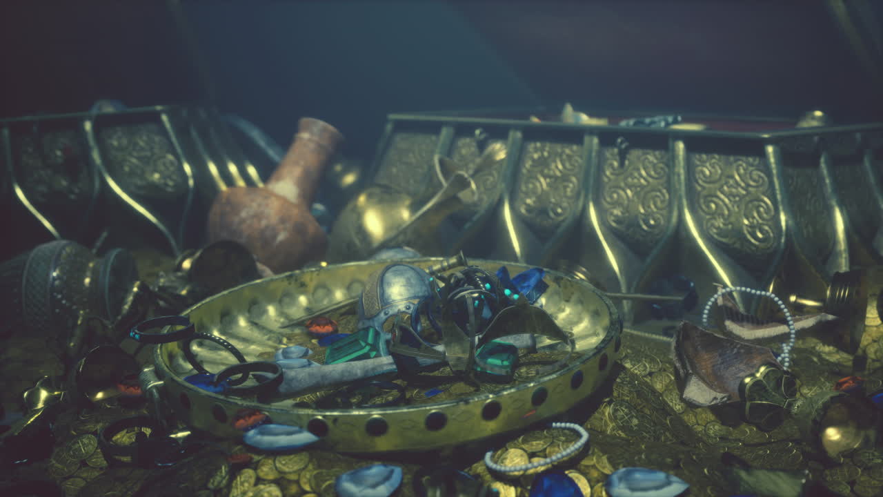 monedas de oro y cofres de tesoro antiguos