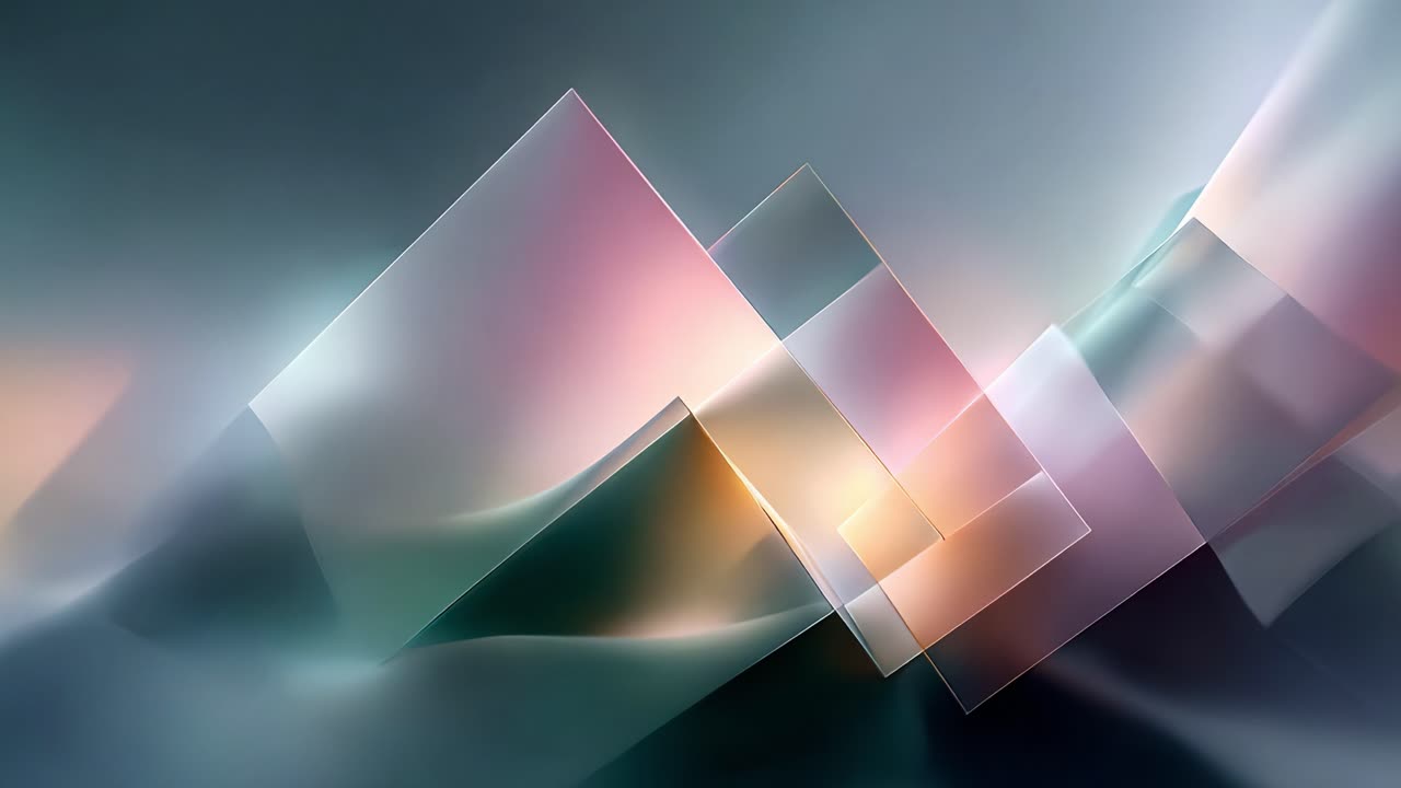 A Captivating Abstract Composition Featuring Overlapping Transparent Shapes and Soft Pastel Hues Creating a Dreamlike Visual Experience of Light and Movement