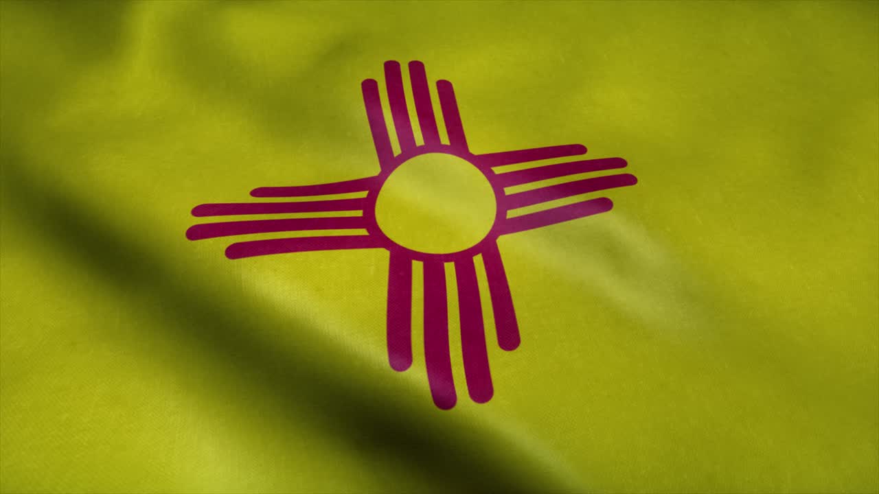 bandera del estado de nuevo méxico ondeando en el viento. bucle sin costuras con textura de tela muy detallada
