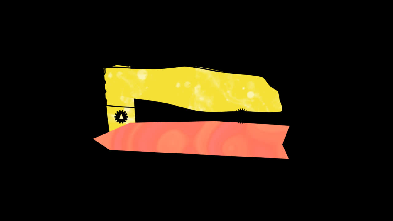 Animated Yellow and Orange Banner Graphic with Rotating Gear