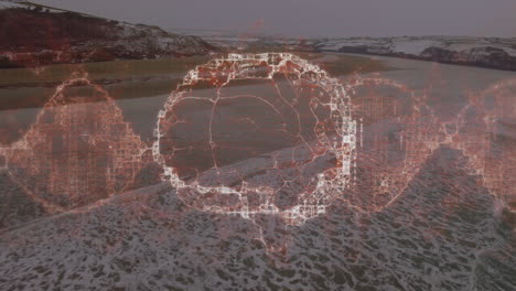 animación del cerebro humano sobre el paisaje marino