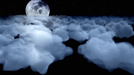 flying above clouds night moon cartoon aeroplane airplane sky stratosphere 4k