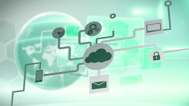 Animation of network of connections cloud computing