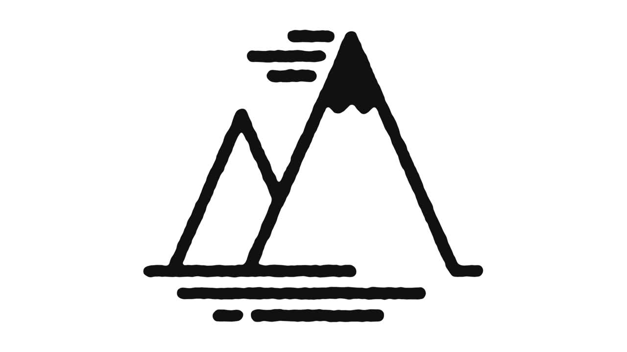 icono de imágenes de animación de montaña y canal alfa