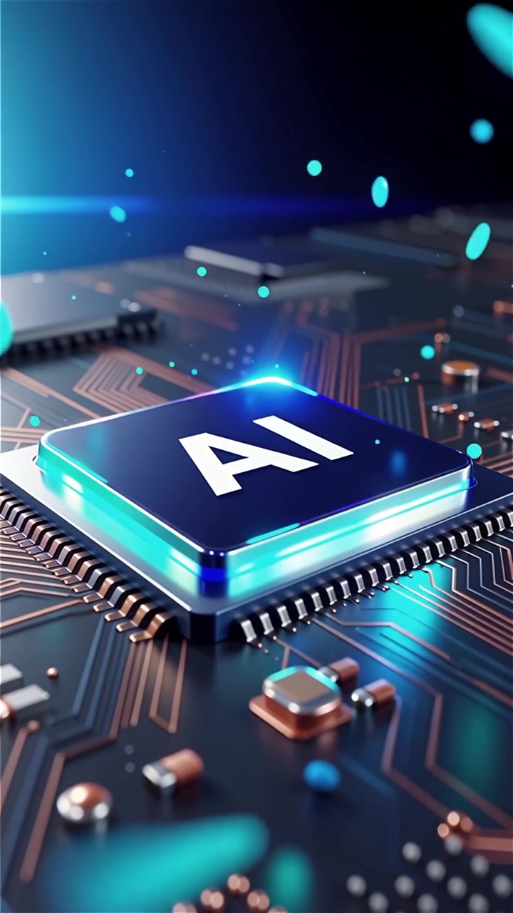 Futuristic AI Chip Motherboard Technology Background