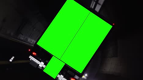 green screen on the track on the highway in the tunnel