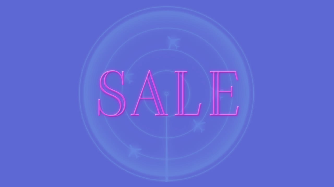 동심 원을 움직이는 파란색 배경의 판매 텍스트 애니메이션