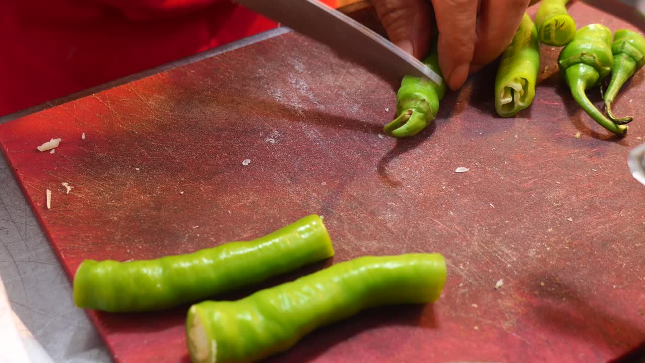 Green Chili Peppers Preparation