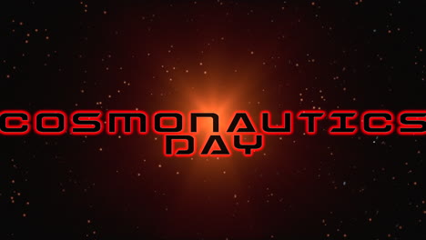 cosmonautics day with red flash of star in galaxy